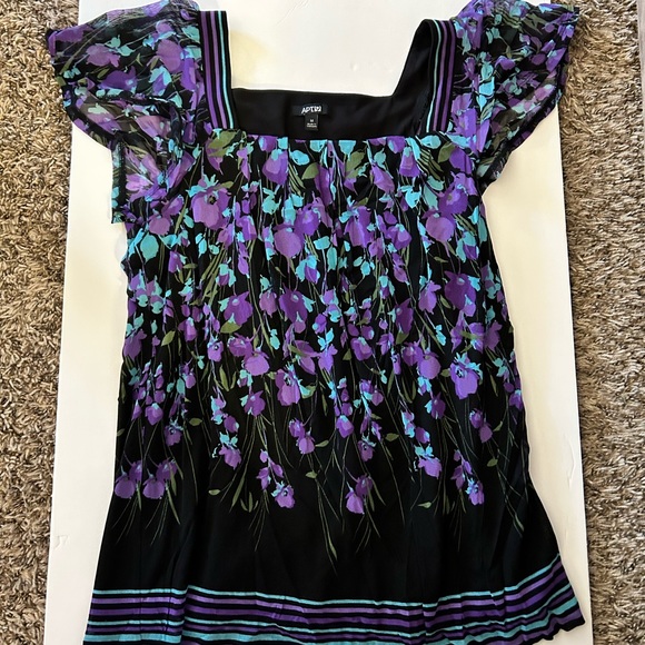 Black purple and teal shirt - Picture 2 of 2